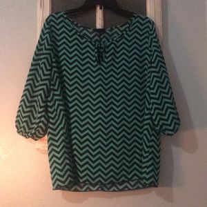 Teal and Black Blouse